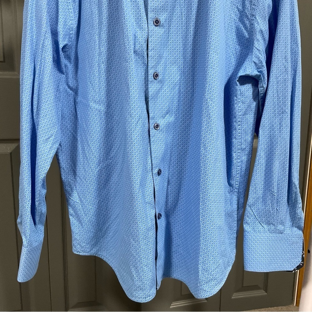Robert Graham Shirt Men’s XL Geometric Print Blue Classic Fit Cotton Button Up - Picture 3 of 12